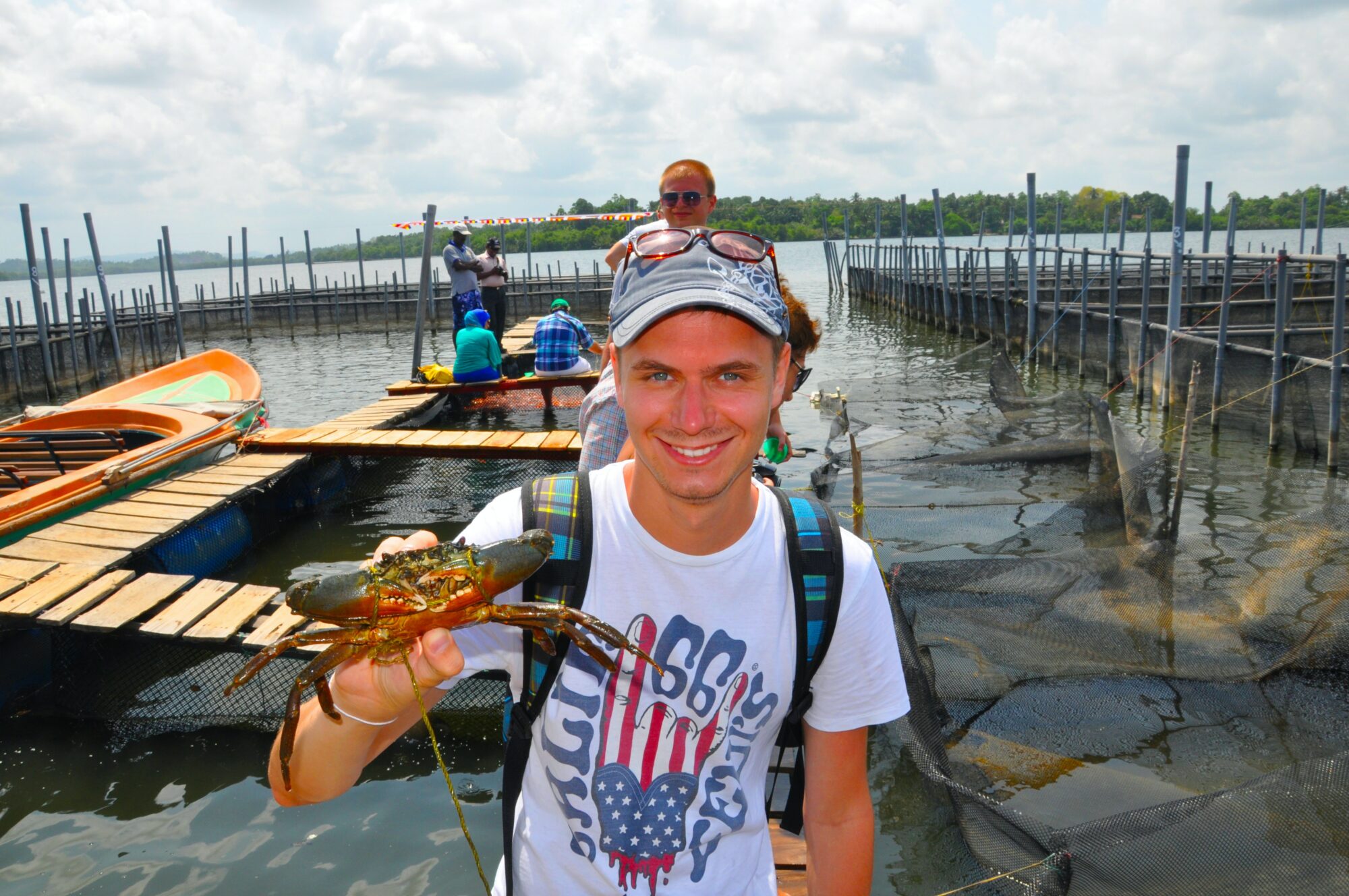 man holding crab