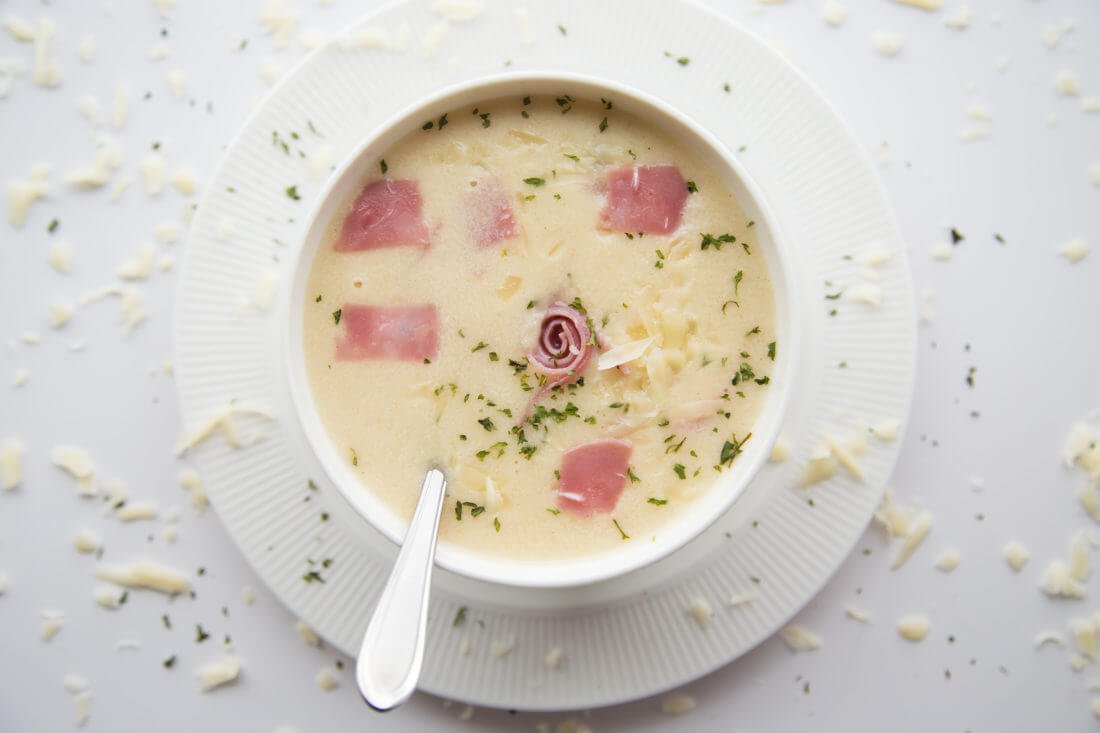 creamy chicken cordon bleu soup made with savory chicken soup keto chow. keto chow, make keto easy