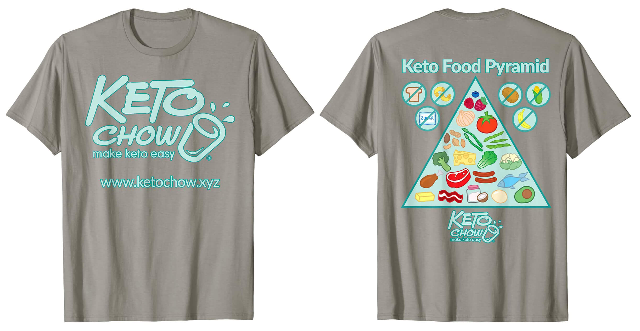 2020 design Keto Chow Shirts front and back images