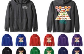 Keto Chow Zip Hoodie front and back images of color options
