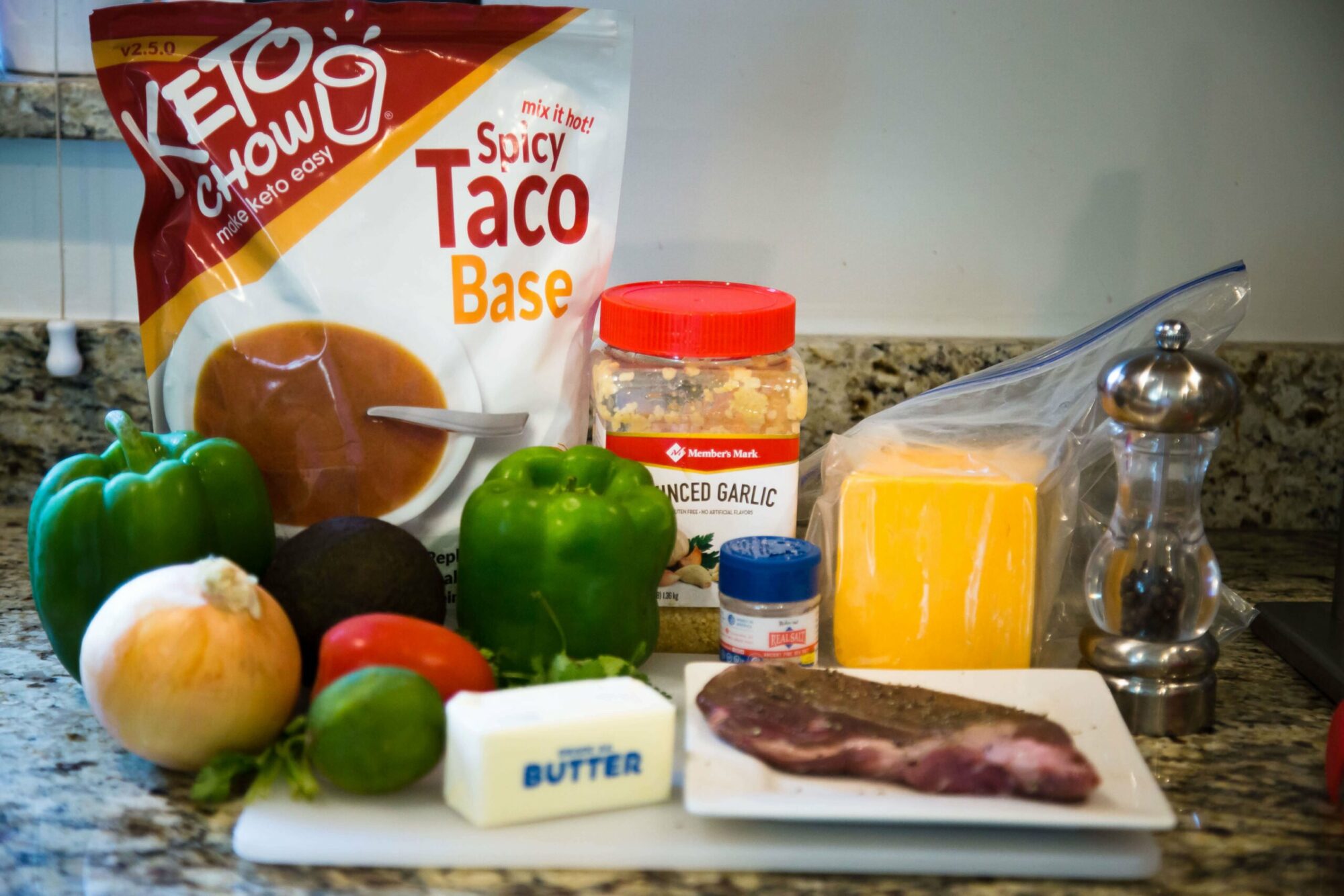 spicy taco base 21 meal bulk bag, Member's Mark minced garlic, Butter