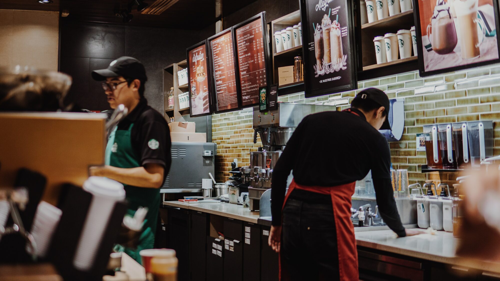 workers at Starbucks