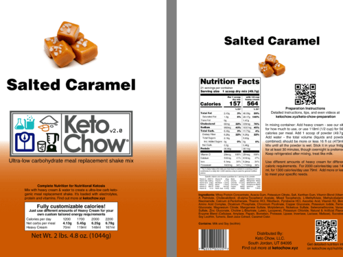 Salted Caramel Keto Chow Nutrition Label