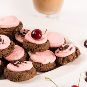 Chocolate-Cherry Root Beer Cookies with Cherry Icing