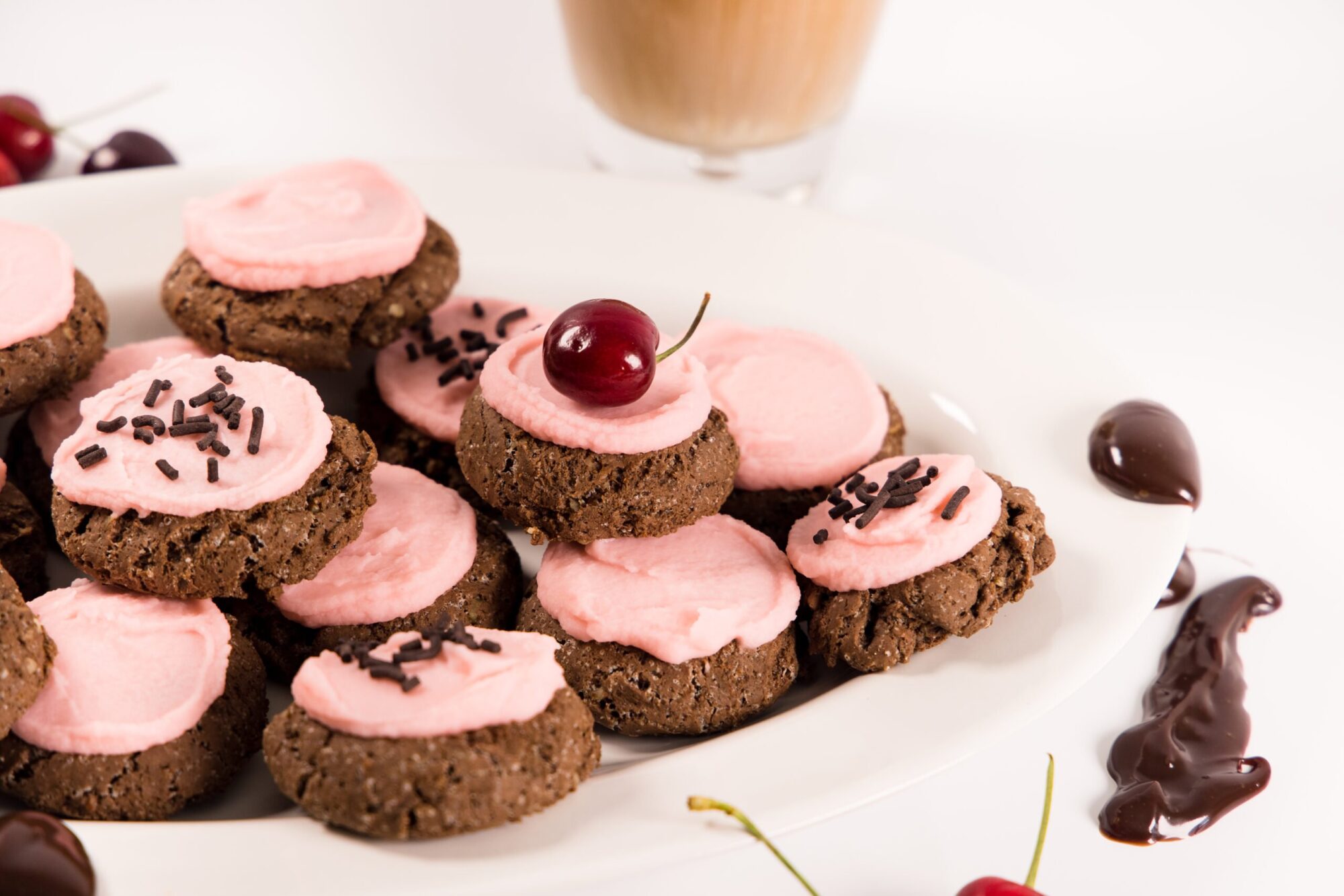 Chocolate-Cherry Root Beer Cookies with Cherry Icing