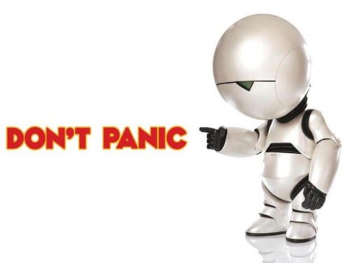 Don't panic- hitchhikers guide to the galaxy