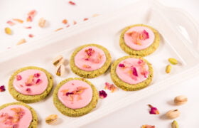 Pistachio Rose Shortbread Cookies