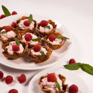 Raspberry Mascarpone Cookie Baskets