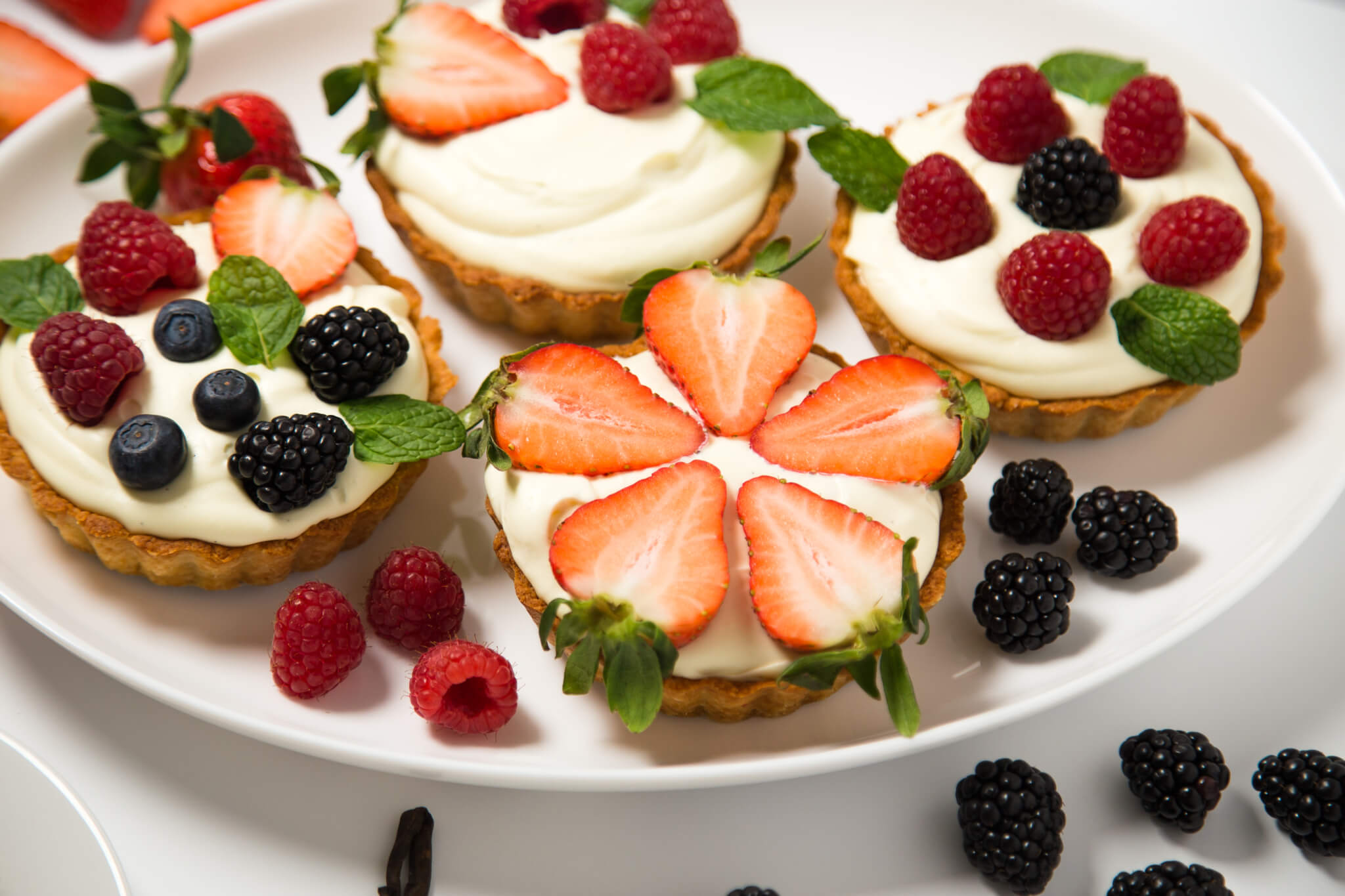 Vanilla Cream Tarts with Fresh Berries