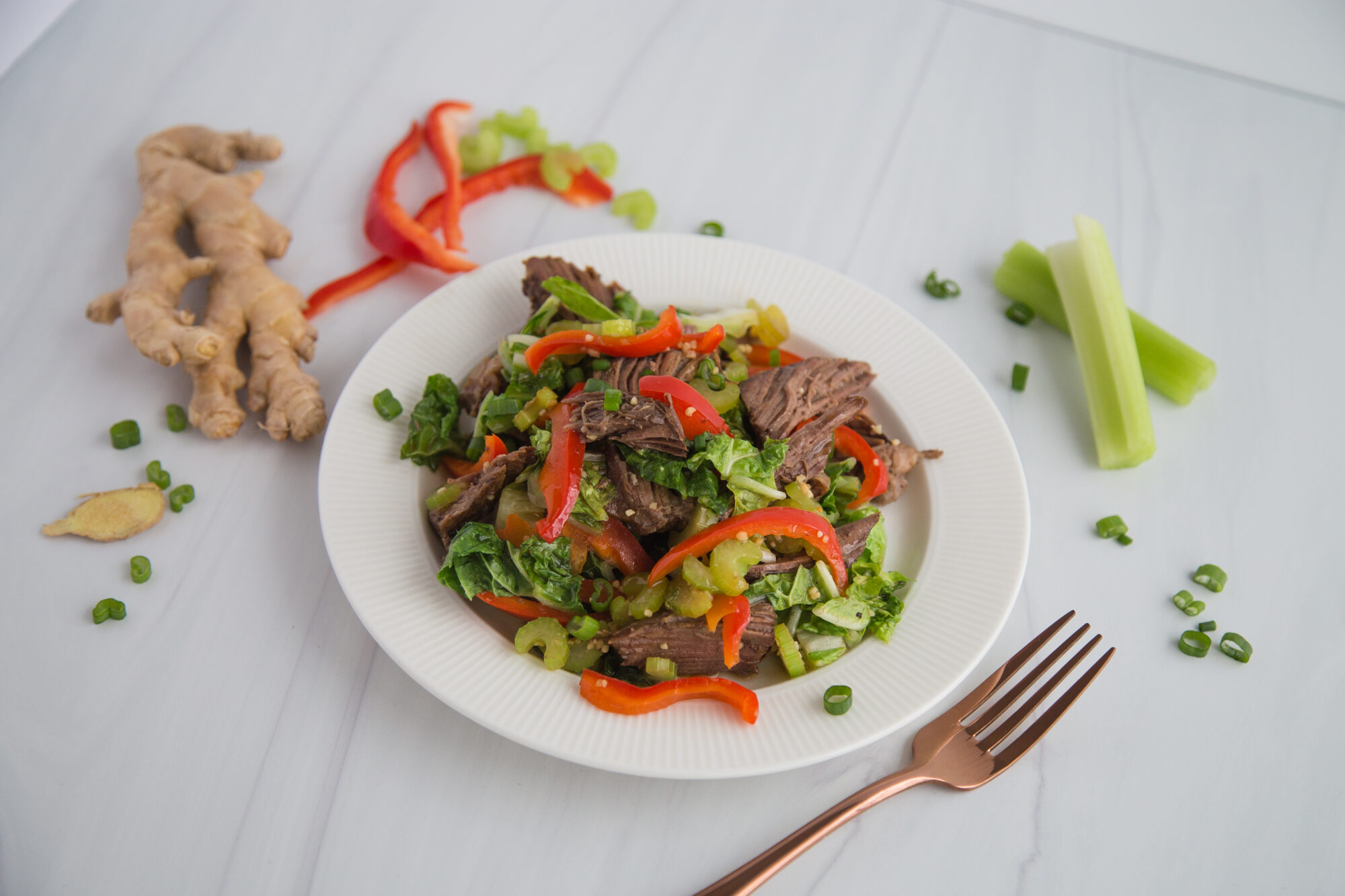 beef with stir fried vegetables