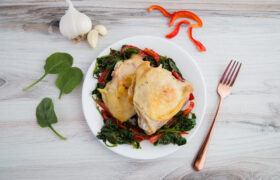 chicken thighs with sauteed spinach