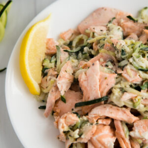 Salmon in Cream Sauce with Zucchini Noodles