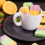 rainbow sherbet popsicles- featuring orange cream, key lime, and raspberry cheesecake keto chow