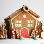 Gingerbread house with decorations.