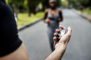 person looking at watch