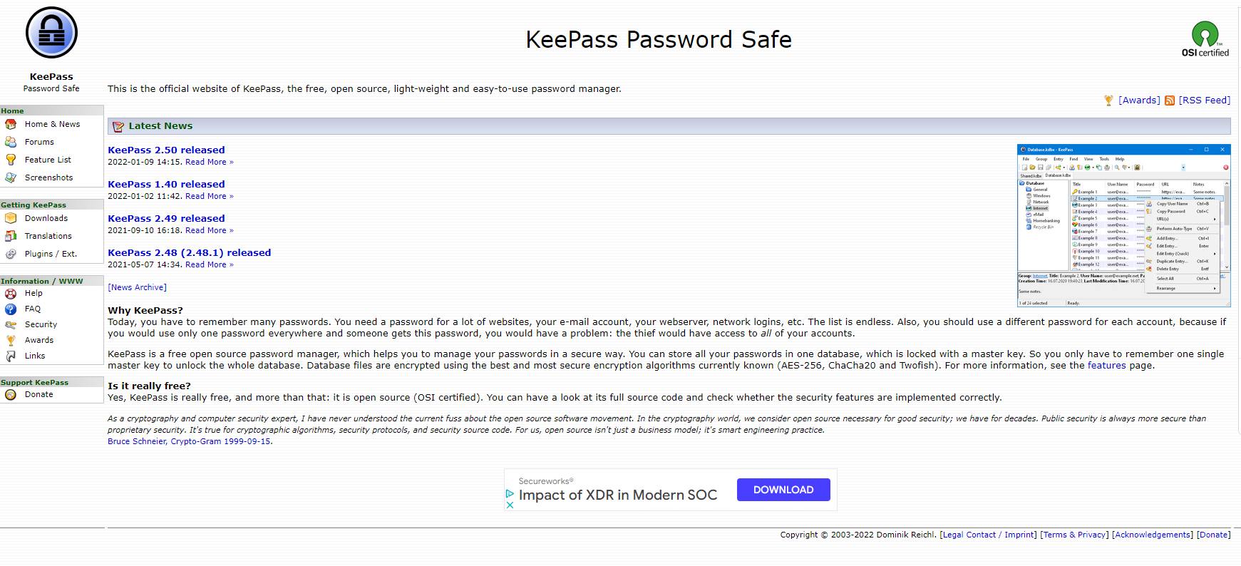 KeePass website screenshot