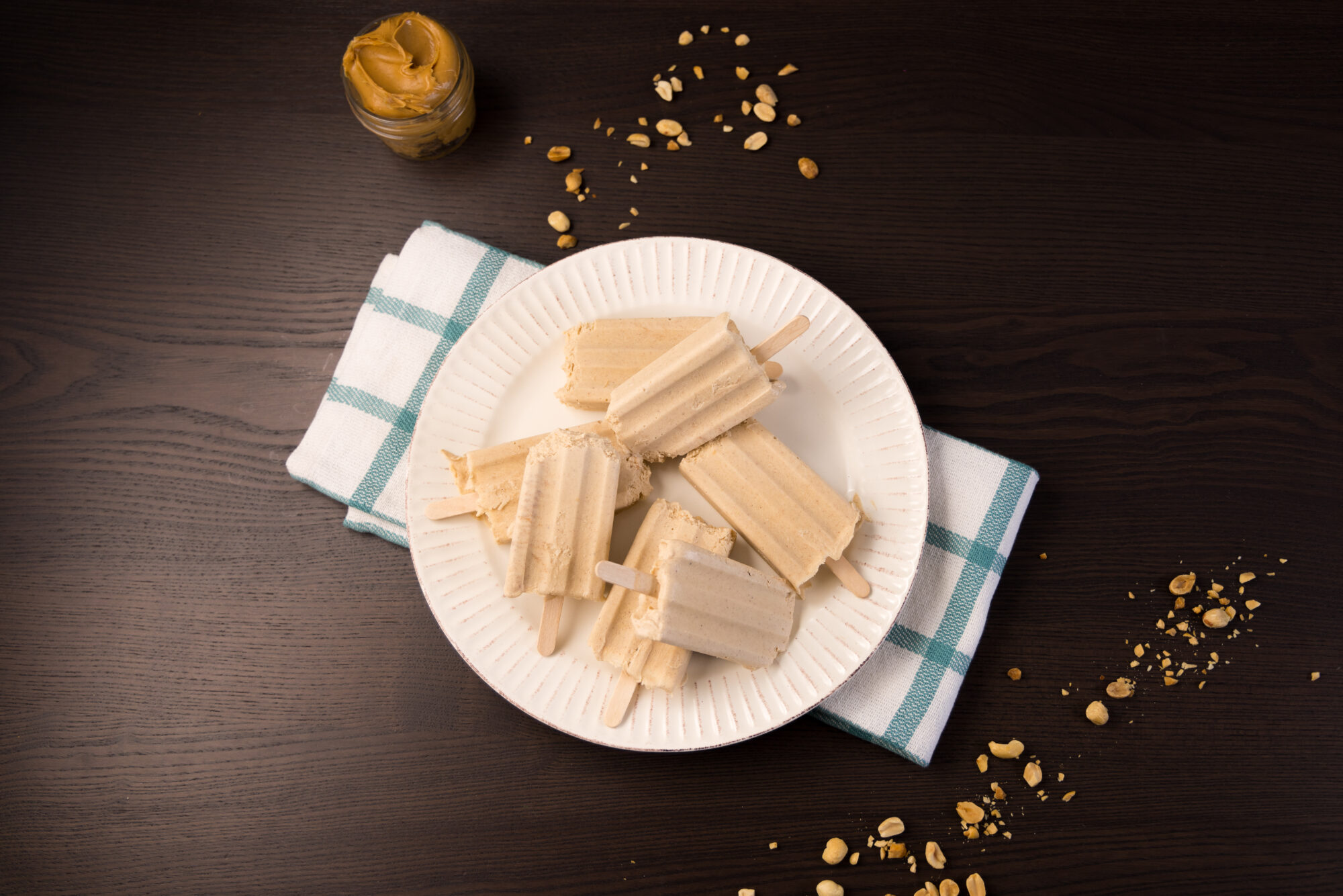 White plate filled with Peanut Butter Pops.