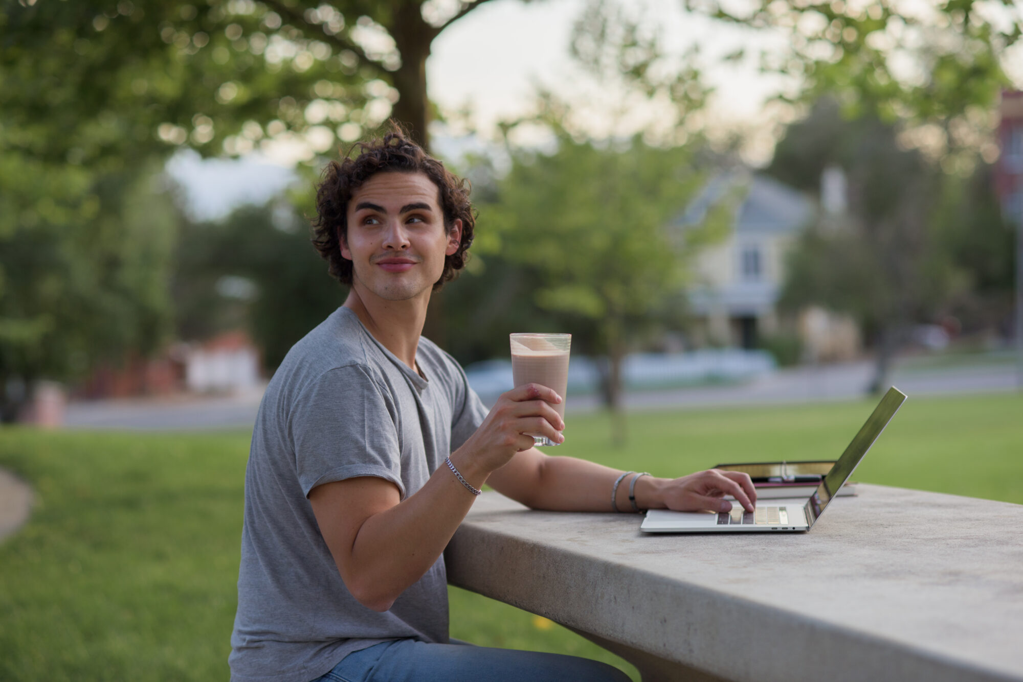 man drinking keto chow