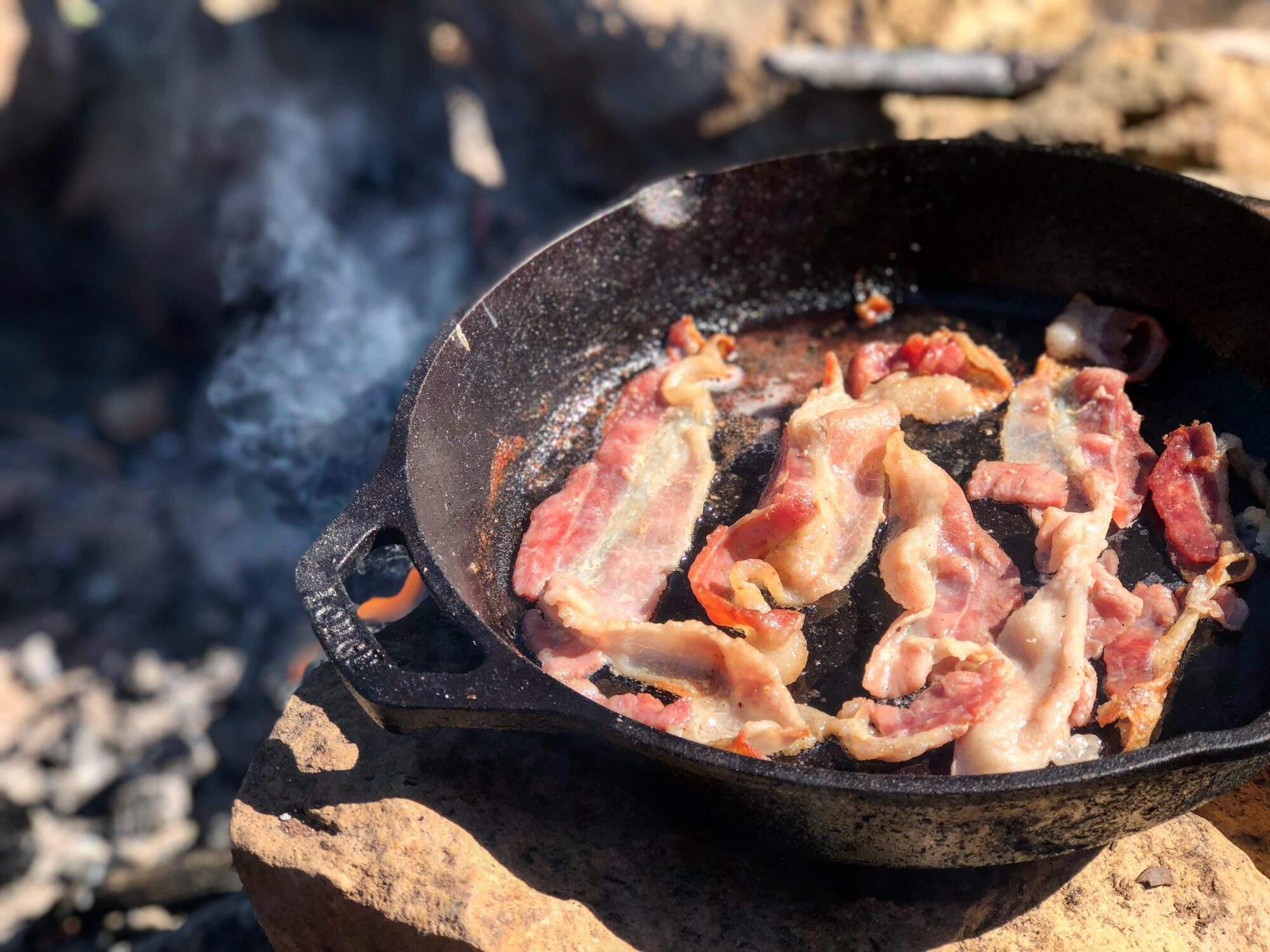 bacon cooking in pan