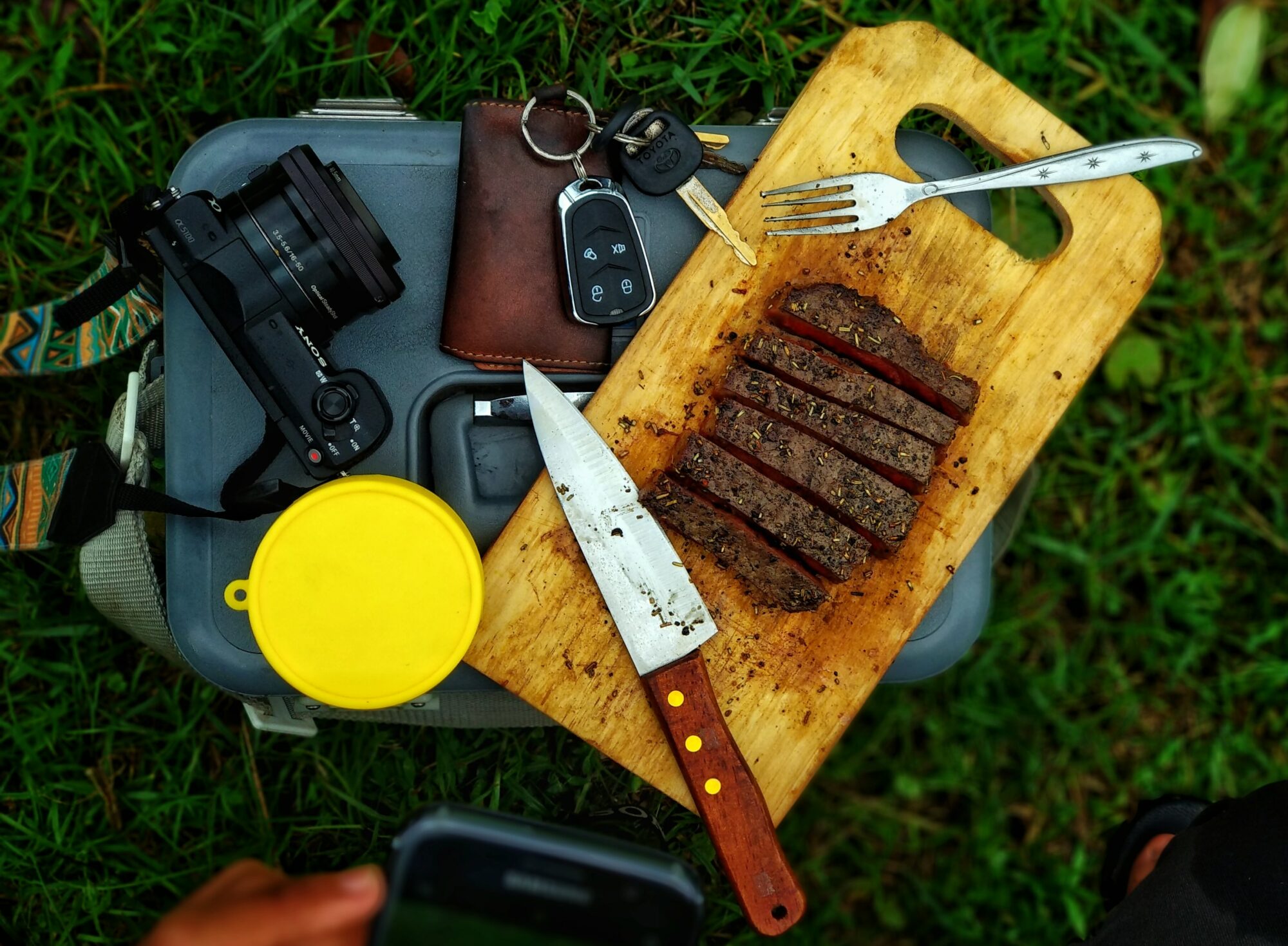 cutting board with meat