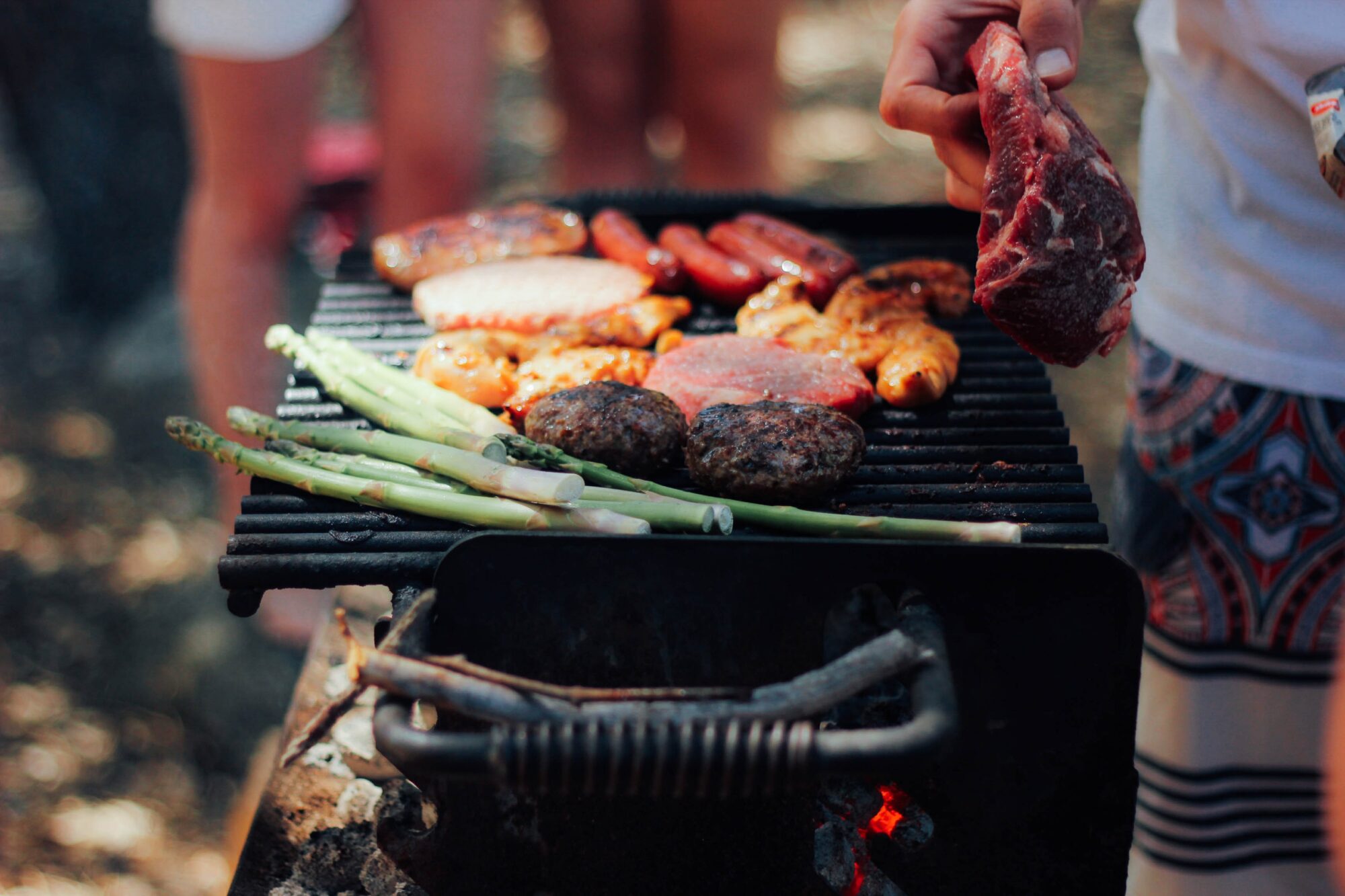 grilled meat and asparagus