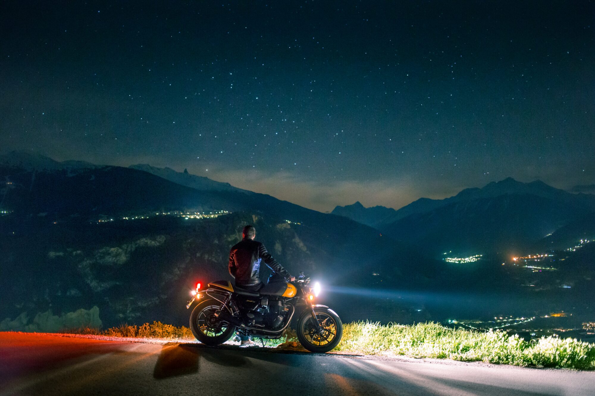 motorcycle at top of mountain