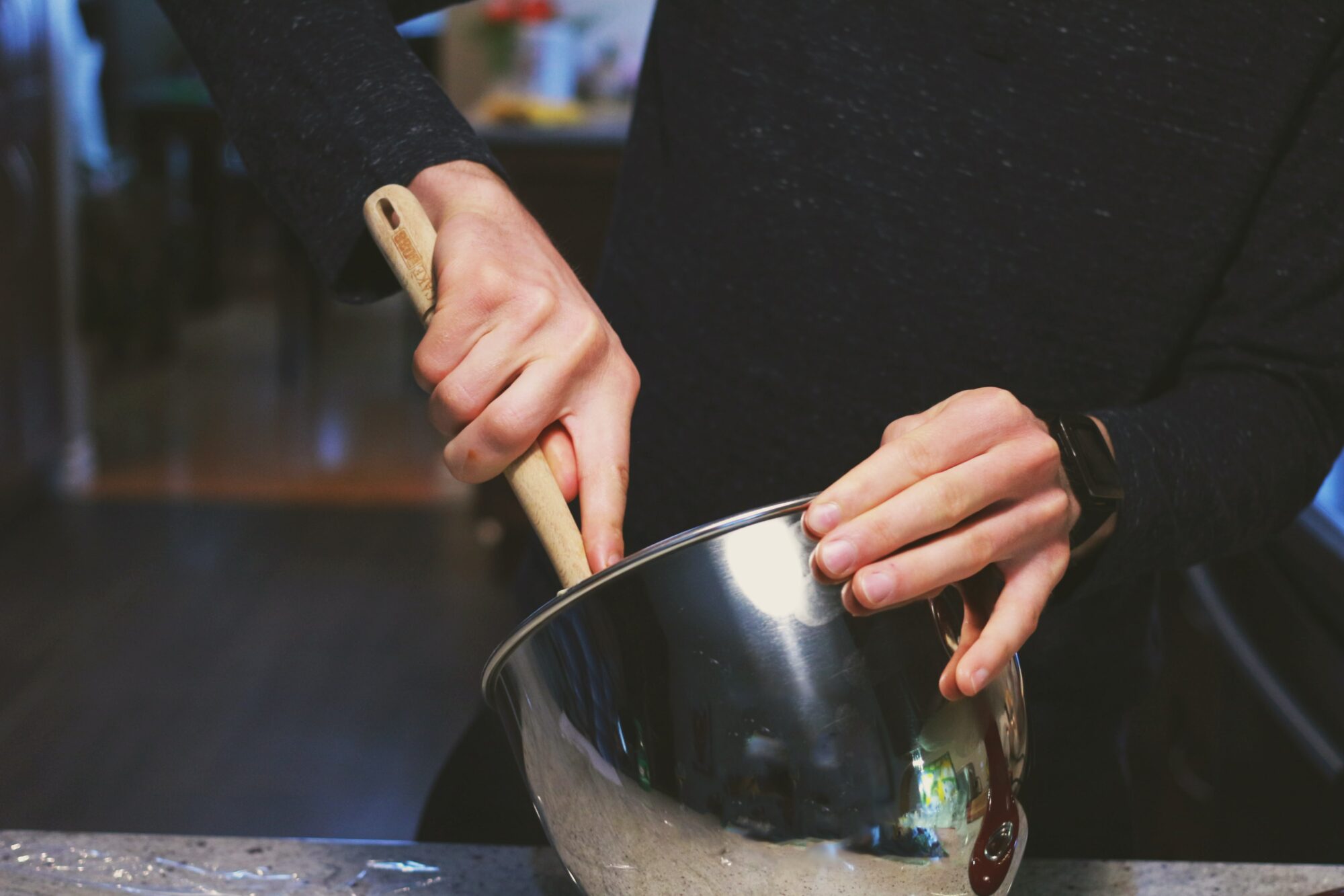 mixing in bowl