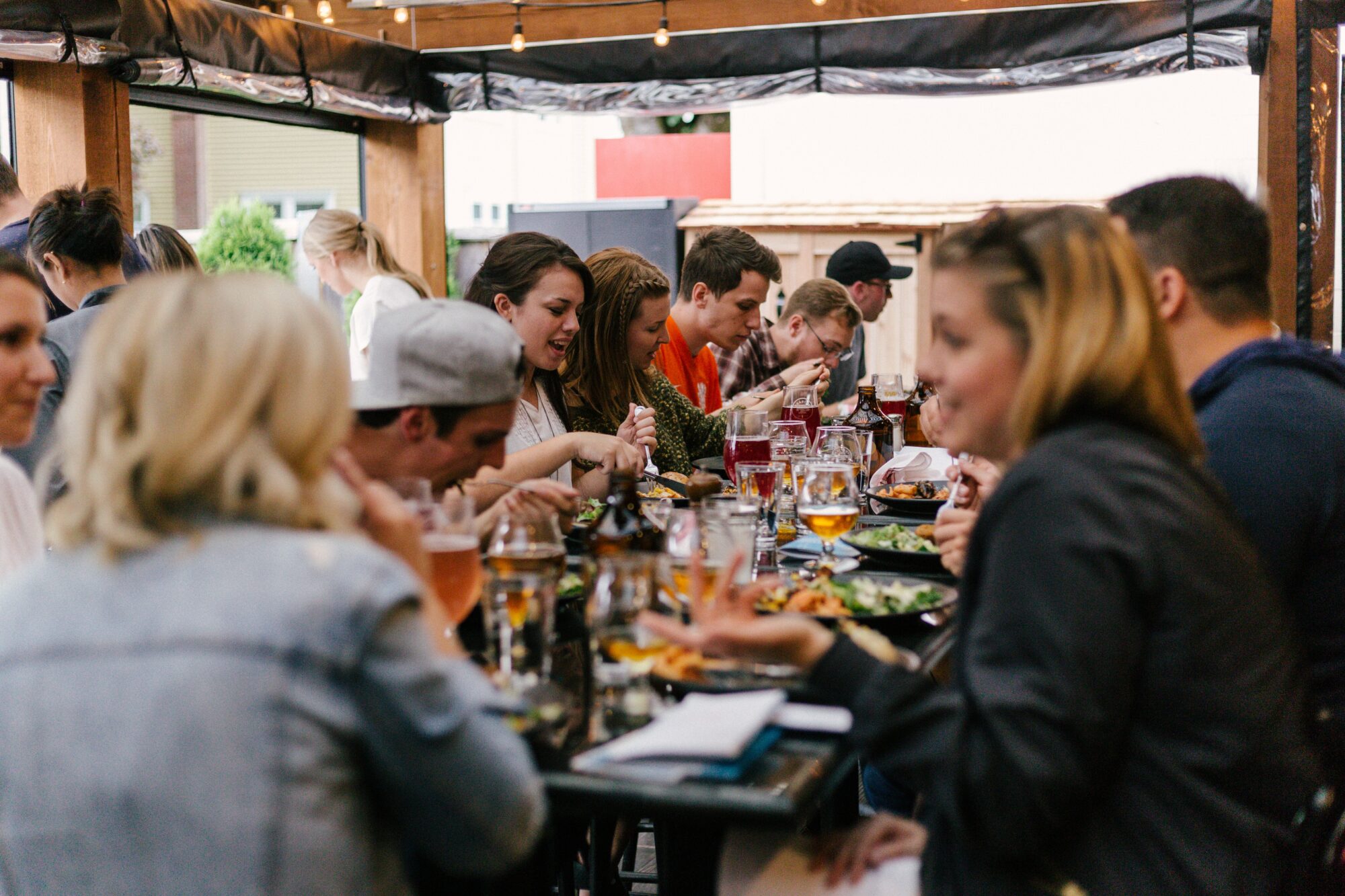 people eating at table