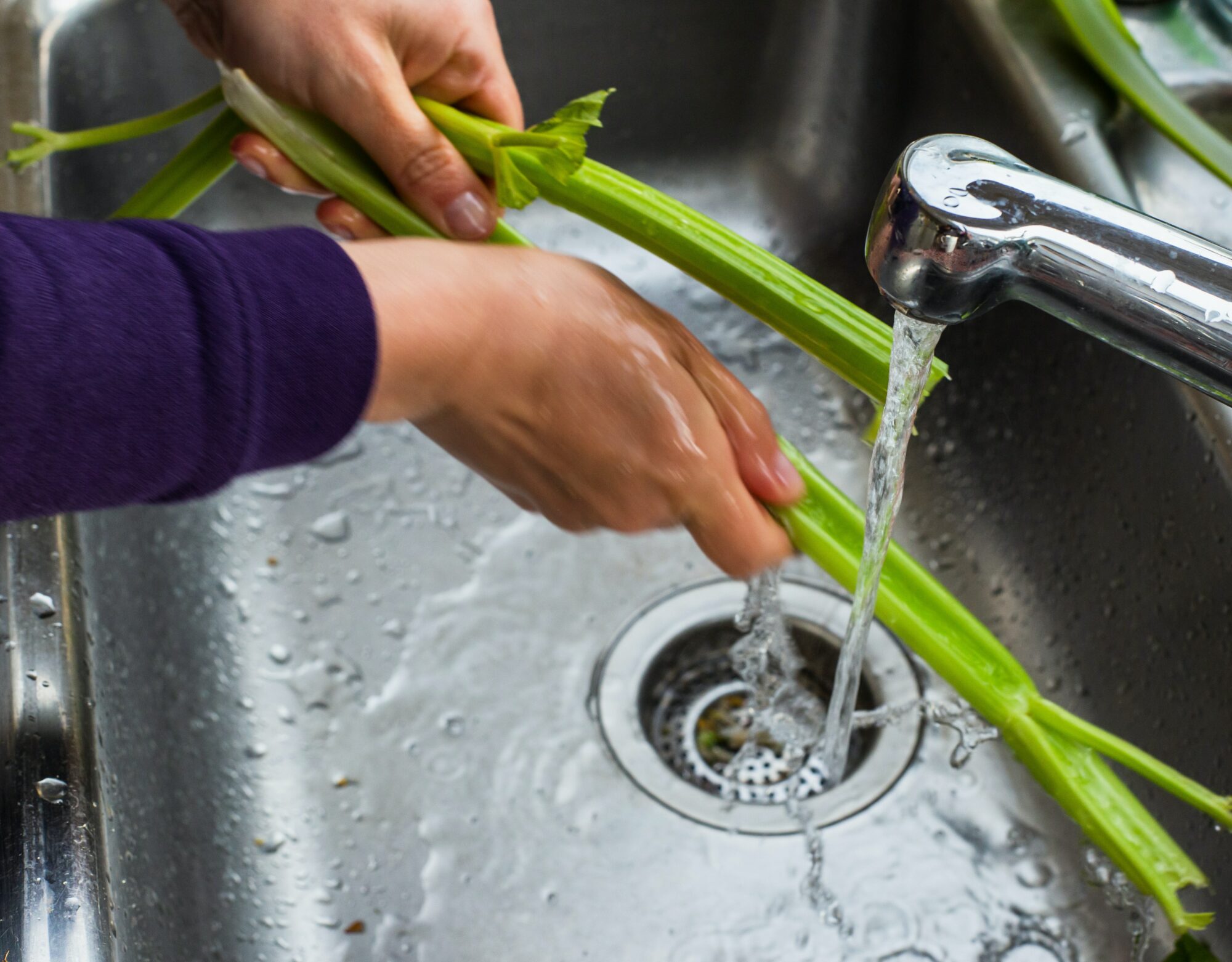 washing vegetables