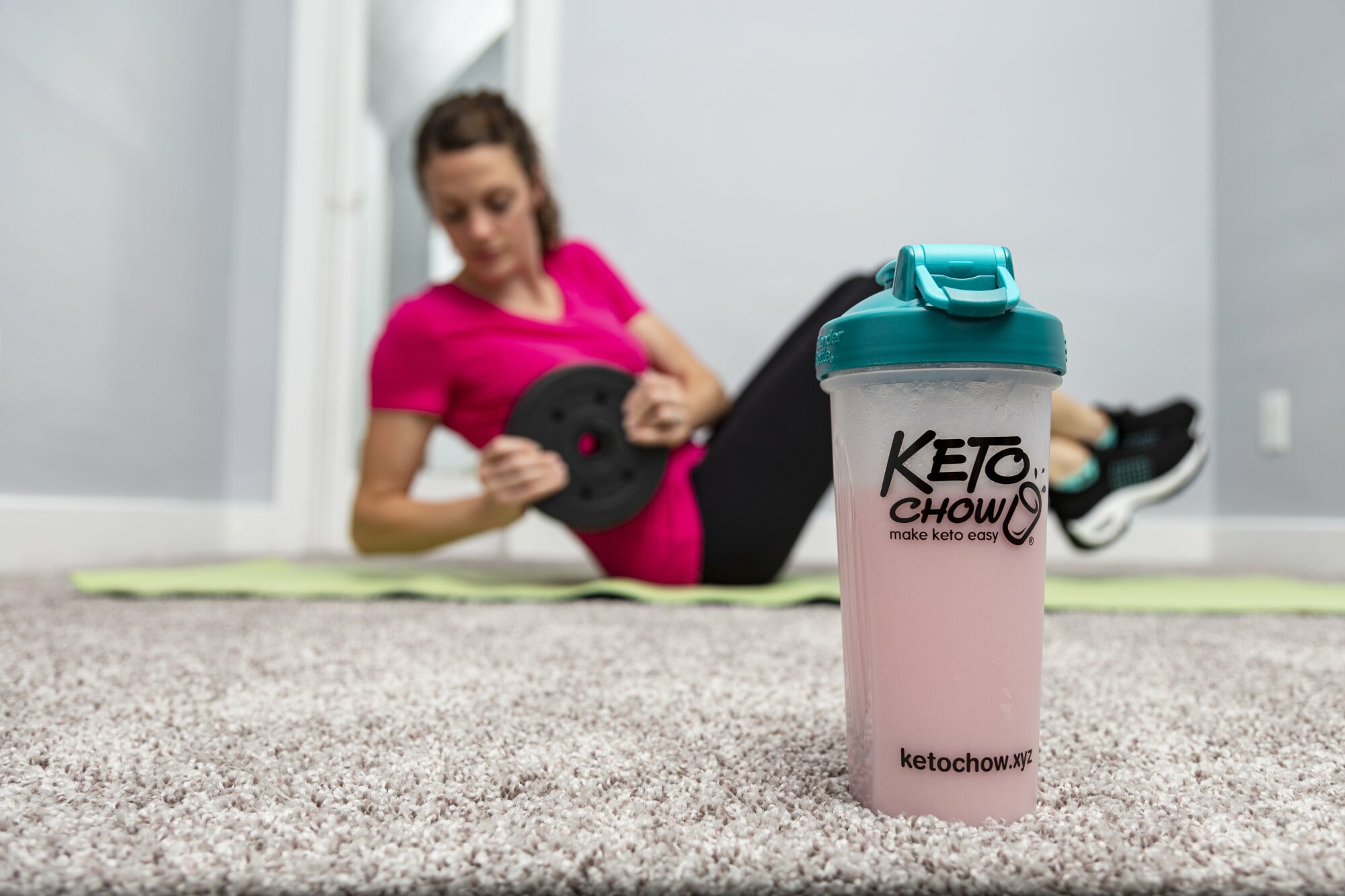 woman working out with keto chow