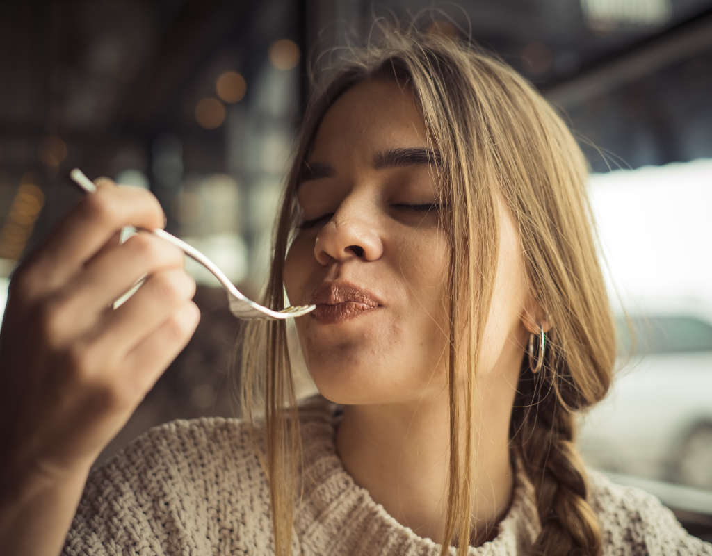 taking a bite