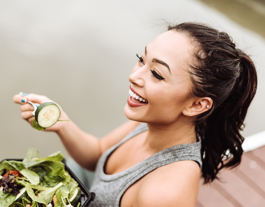 eating salad