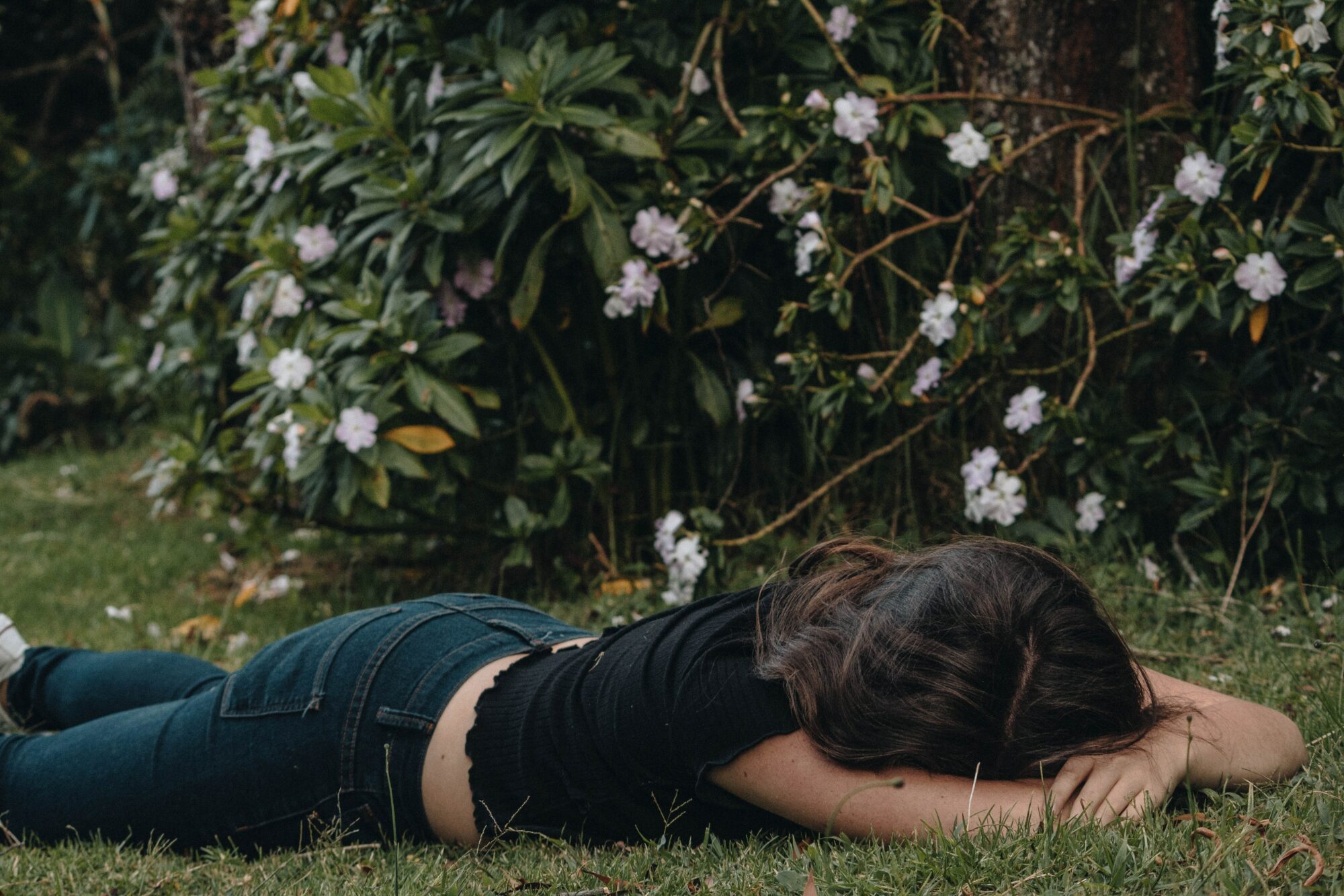 woman sleeping on floor