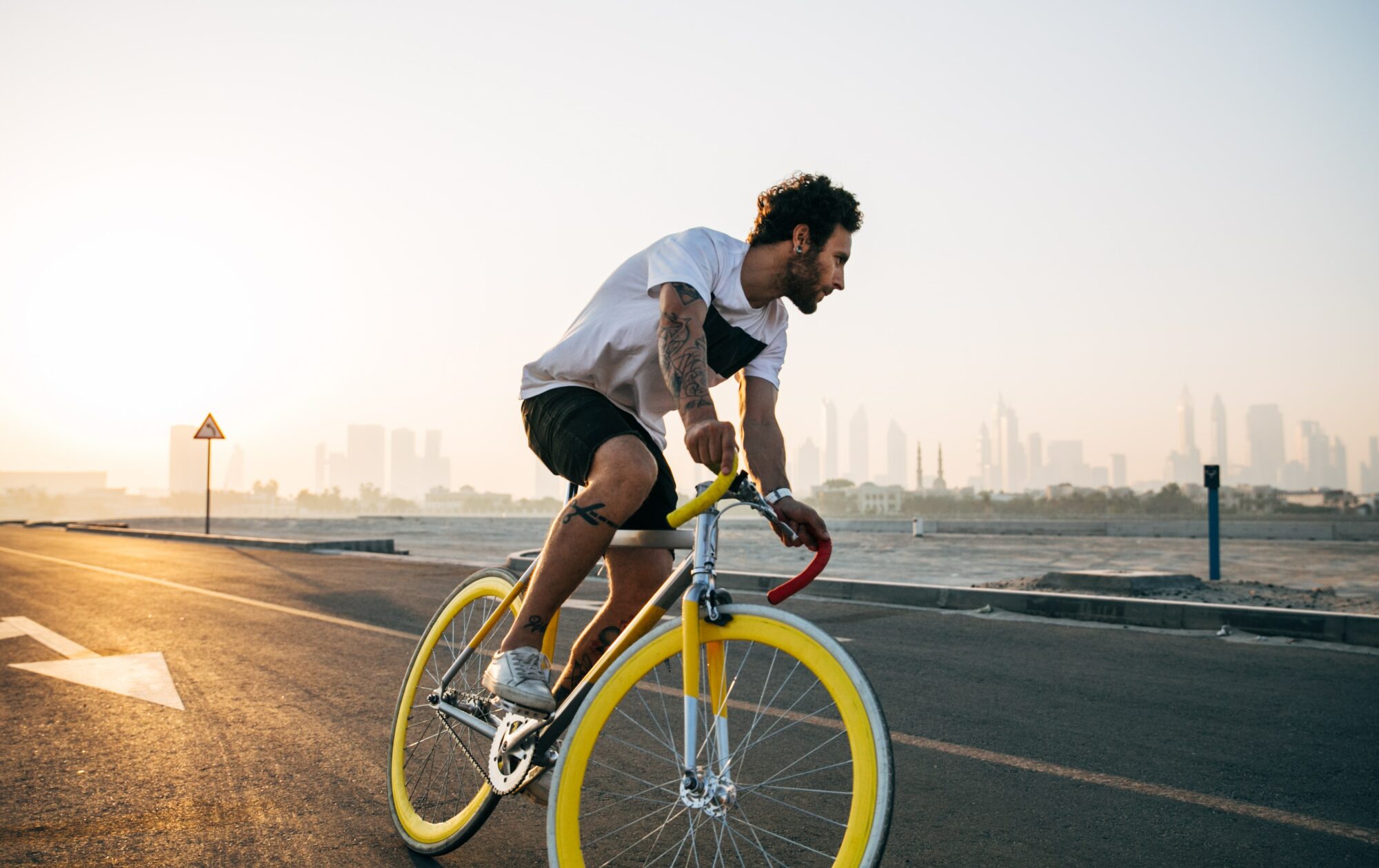 man riding bike