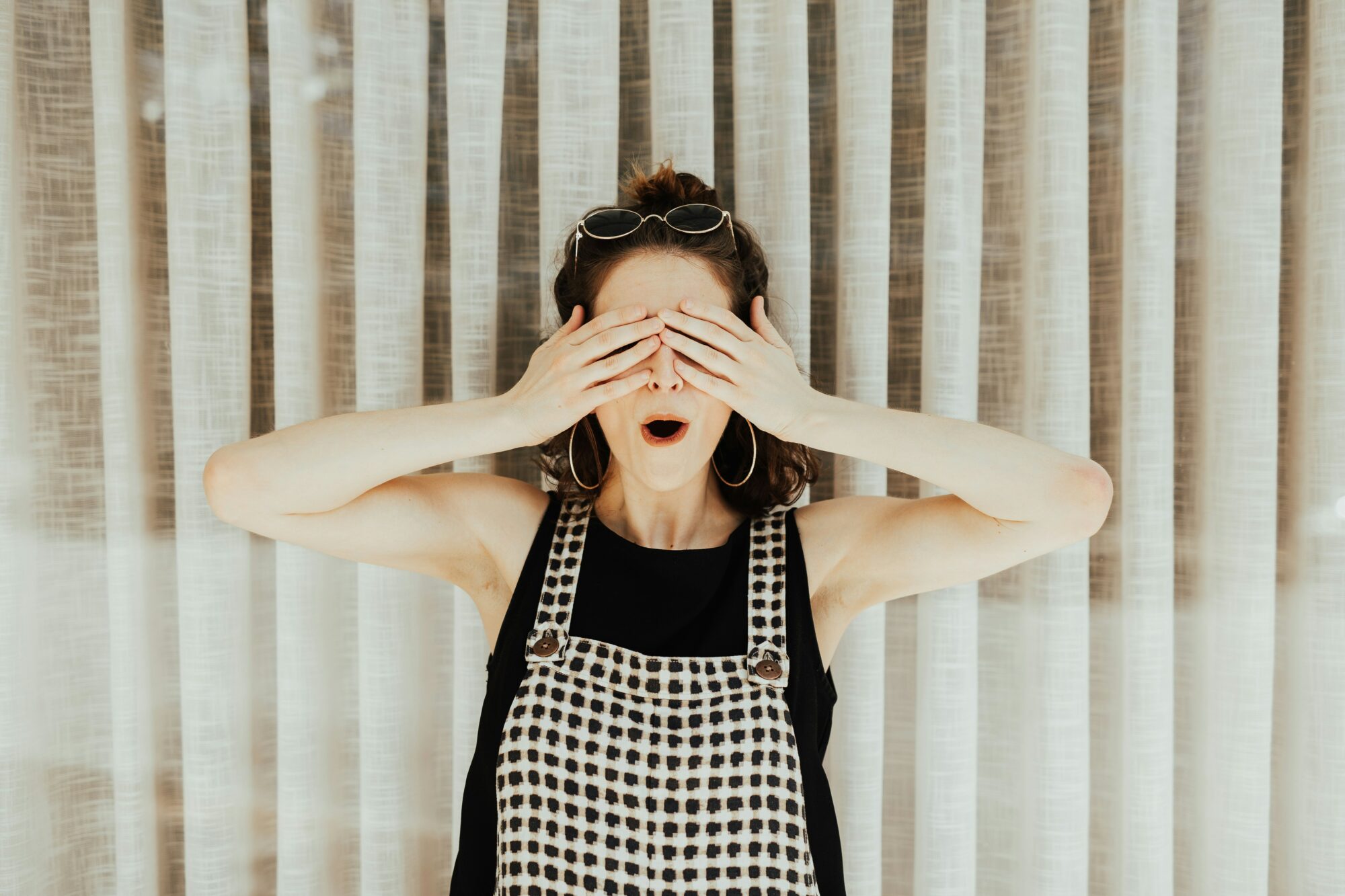 surprised woman in apron