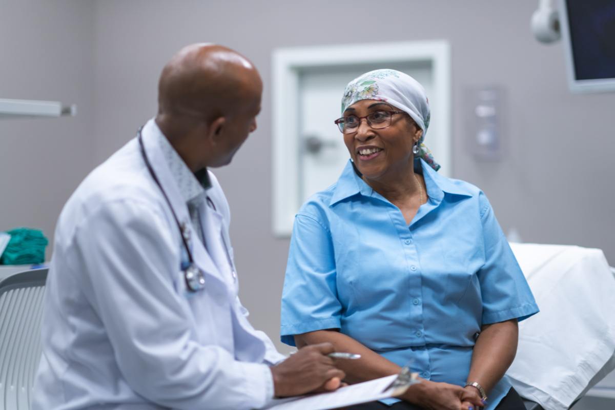 woman and doctor talking