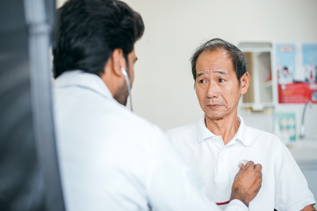 man talking to doctor