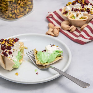 white chocolate pistachio tarts