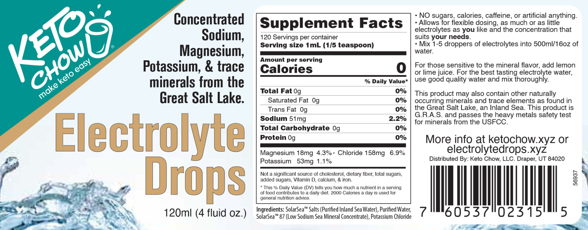 Electrolyte Drops Label