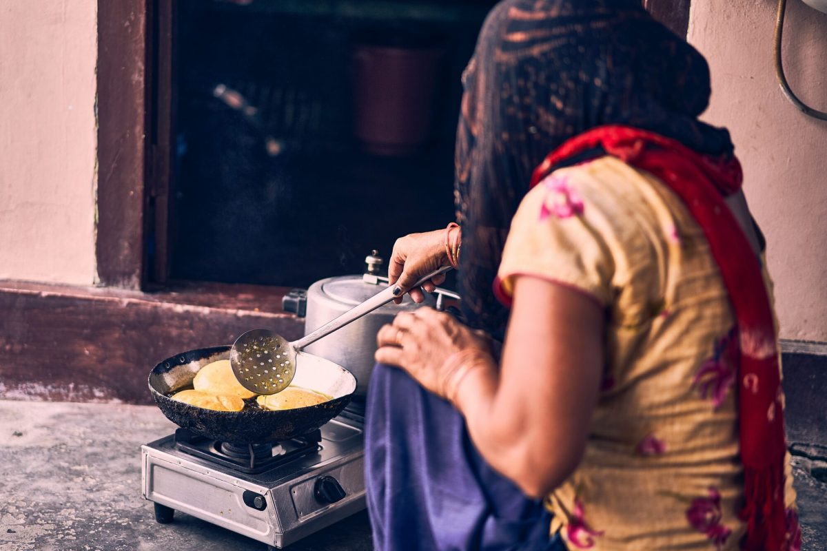 cooking fried food